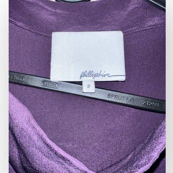 3.1 PHILIP LIM Silk Drape Cowl Neck Asymmetric purple wine sleeveless tank top 2 - Picture 4 of 6